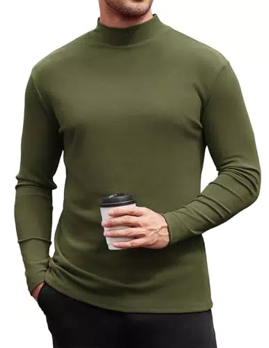 COOFANDY Herren Langarmshirt mit Stehkragen – Stilvolles Strick T-Shirt