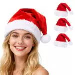 CUBTEM Weihnachtsmütze Nikolausmütze für Erwachsene mit Plüschrand