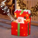 DELICHTER Geschenkbox Weihnachtsmann mit Beleuchtung, Musik und Bewegungssensor
