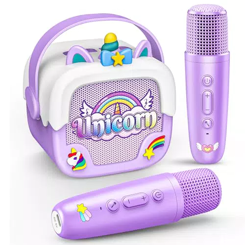 Dislocati Einhorn Karaoke Maschine mit Bluetooth Mikrofon für Kinder, tragbar