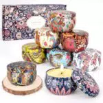 Duftkerzen Geschenkset aus Sojawachs mit Holzunterlage – Perfektes Weihnachtsgeschenk