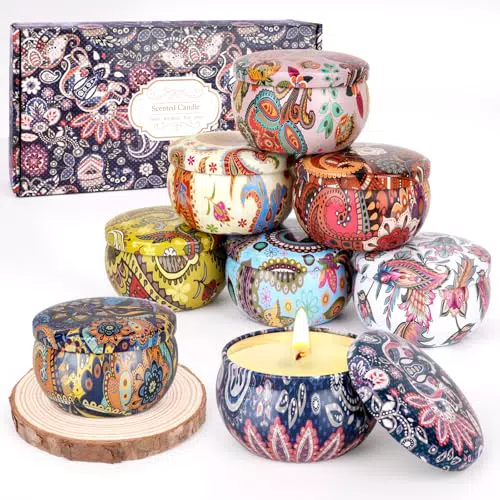 Duftkerzen Geschenkset aus Sojawachs mit Holzunterlage – Perfektes Weihnachtsgeschenk