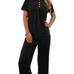 Evolyline Damen Schlafanzug Kurz – Shorty Pyjama Set für den Sommer