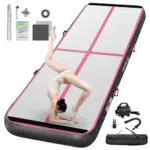 FBSPORT Airtrack Matte – Aufblasbare Gymnastikmatte mit Luftpumpe und Tragetasche