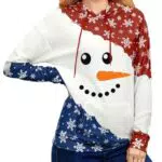 For G and PL Damen Weihnachts Hoodie mit Schneemann Print und Tasche