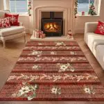 Geanup Weihnachtsteppich rutschfest und waschbar für Wohnzimmer und Schlafzimmer