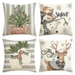 GFUEIGJ Kissenbezug Weihnachten – Dekorative Leinen Kissenhülle für Wohnzimmer