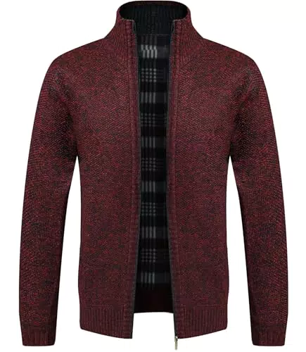 GLESTORE Herren Strickjacke Cardigan Trachtenjacke Fleecejacke Winter