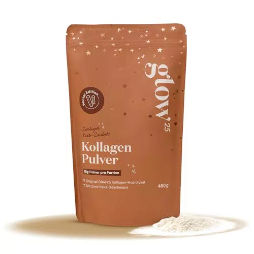 Glow25 Collagen Pulver Zimtkeks – Kollagen Hydrolysat mit Peptiden Typ 1 & 3