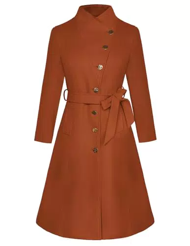 GRACE KARIN Damen-Wintermantel mit Stehkragen und Doppeltaschen