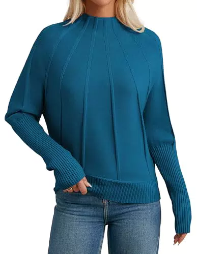 GRACE KARIN Damen Strickpullover mit Hochkragen und Raglanärmel – Weich & Elastisch