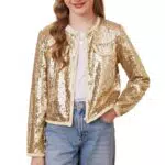 GRACE KARIN Festliche Pailletten Jacke für Mädchen – Eleganter Langarm Bolero