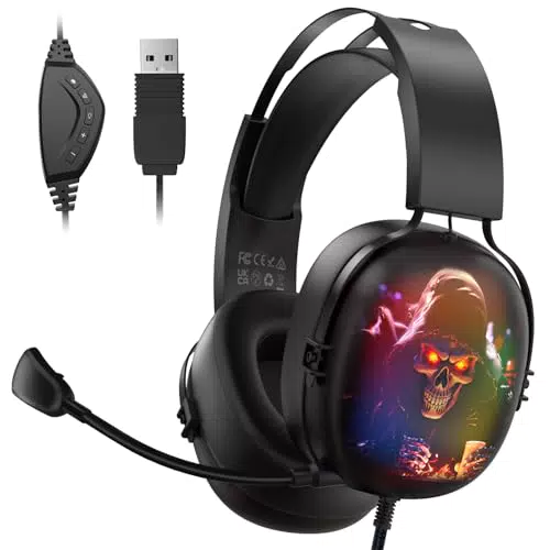 Gvyugke Gaming Headset 7.1 Surround Sound mit Mikrofon für PC, PS5 und Laptop