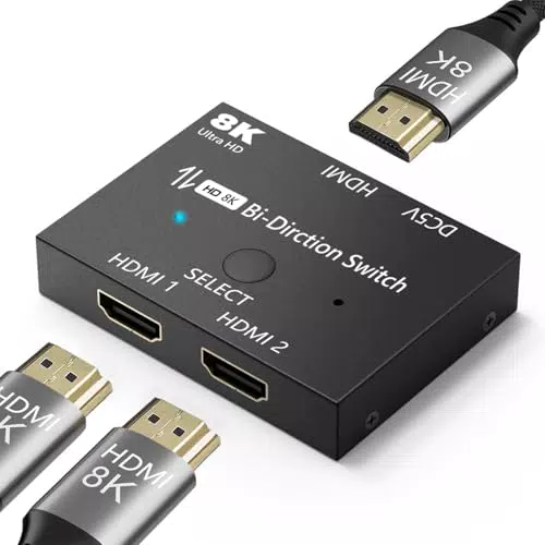 HDMI Switch 2.1 8K 60Hz 4K 120Hz Splitter für Xbox, PS5, Monitor, High Speed