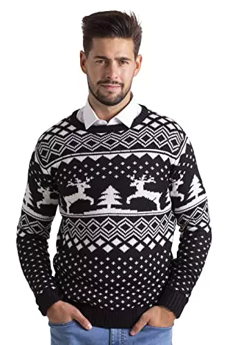 Weihnachtspullover Herren mit Rentier-Motiv – Lustiger Xmas Strickpullover