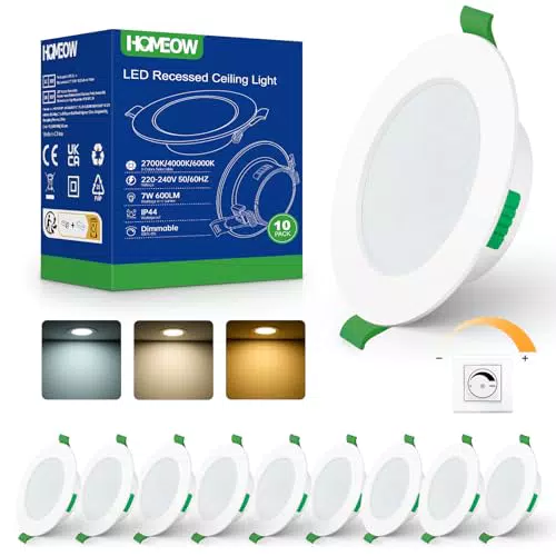 HOMEOW LED Einbaustrahler 230V Dimmbar IP44 Ultra Flach für Badezimmer