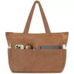 HOMESPON Damen Handtasche Shopper Umhängetasche aus Cord für Alltag & Reisen