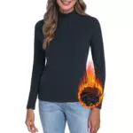 HOTIAN Damen Rollkragenshirt Langarm Slim Fit Thermo Basic Oberteil Elegant