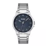 HUGO Analog Quarzuhr für Herren mit Silbernes Edelstahlarmband - 1530186