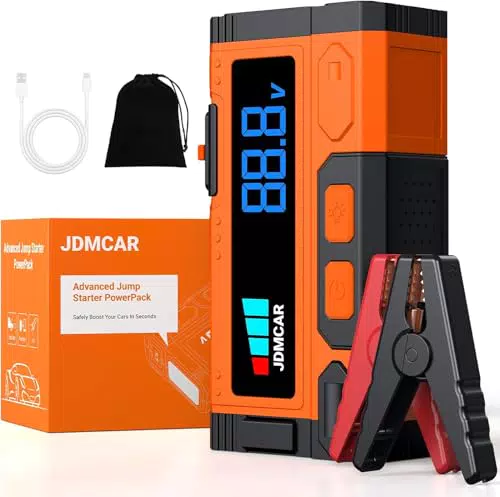 JDMCAR Starthilfe Powerbank 5000A für Auto, 12V Jumper Starter mit LCD und LED