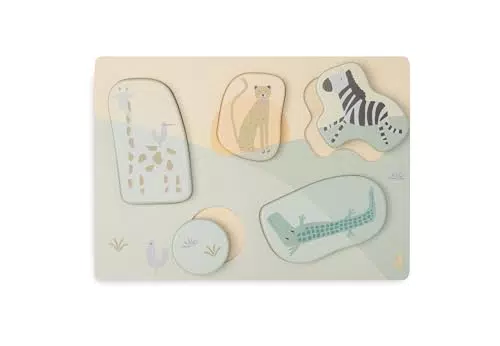 Jollein Holzpuzzle Jungle Jambo – FSC-zertifiziertes Holzspielzeug für Kleinkinder