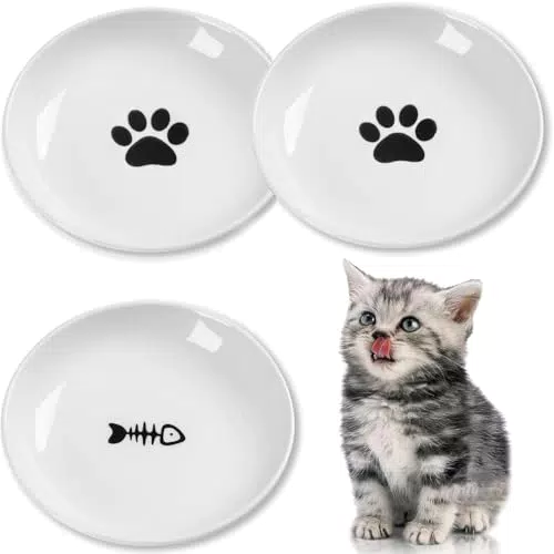 Keramik Katzennapf – Flacher Futternapf mit rutschfestem Silikonring für Katzen