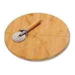 Kesper Pizza-Teller aus FSC Bambus mit Pizza-Schneider, Modell 58462