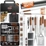 KESSER Grillbesteck Set aus Edelstahl mit Grillzange, Wender, Spieß & Tasche