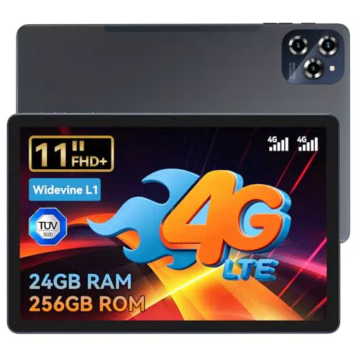 KINGRID W90 Tablet 11 Zoll mit SIM, 24 GB RAM, 256 GB, Android 15, 8000 mAh Akku