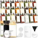 KIVY Salz und Pfeffermühle 2er Set + 8 Wasserfeste Label - Verstellbares Keramikmahlwerk - Gewürzmühle - Pfeffer und Salzmühle für grobes Salz - Chili Mühle Klein - Pfeffer salz Mühlenset