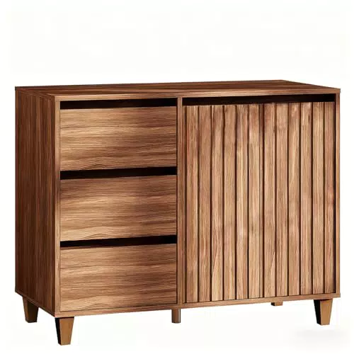 Lamtor Sideboard Buffetschrank mit Stauraum und geriffeltem Holzdesign