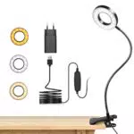 LED Leselampe mit Klemme, 10 Helligkeitsstufen & 3 Farbmodi, USB, Flexarm