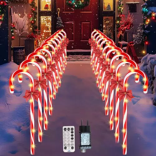 LED Lichterkette Zuckerstangen mit warmweißen LEDs, Weihnachtsdeko für Außen & Innen