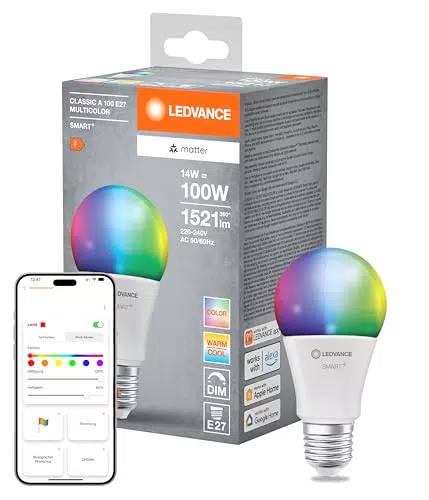 LEDVANCE SMART+ MATTER LED-Lampe E27, 14W, App- & Sprachsteuerung, 1521lm
