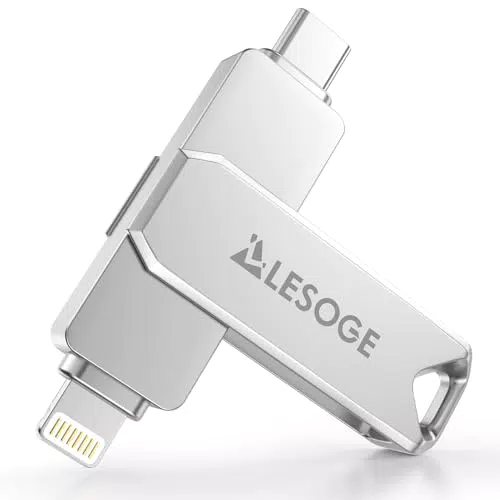 LESOGE MFi-Zertifizierter USB C Stick 128 GB – 3 in 1 für iPhone, iPad, Android