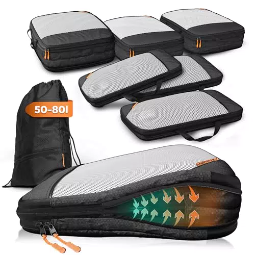 LOONARA Travel Packing Cubes – Kompression Packtaschen für Koffer & Rucksack