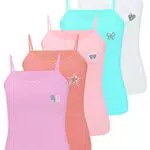 LOREZA® Mädchen Baumwolle Unterhemden mit Strass und Glitzer