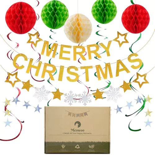 Meowoo Weihnachtsdeko Set – Wiederverwendbare Papierdekoration für Innenräume