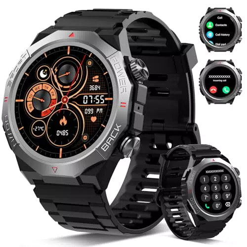 Militär Smartwatch Herren Damen, Smart Watch mitTelefonfunktion 1