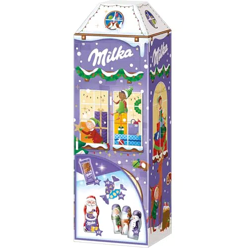 Milka 3D Adventskalender Haus mit Alpenmilch-Schokolade – dekorative Geschenkidee