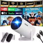 Mini Beamer 1080P 4K, Tragbarer WLAN Projektor mit Bluetooth, Android & iOS Steuerung