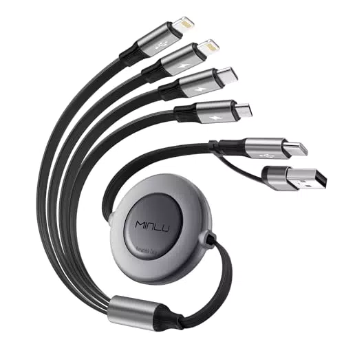 Minlu Multi USB Ladekabel 6in1 mit Datenübertragung für iPhone, Android, Galaxy