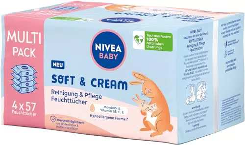 NIVEA Baby Soft & Cream Feuchttücher – Sanfte Reinigung für empfindliche Babyhaut