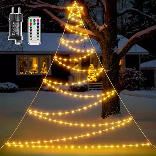 Ollny Weihnachtsbeleuchtung Außen LED Lichterkette mit Timer und 8 Modi IP67