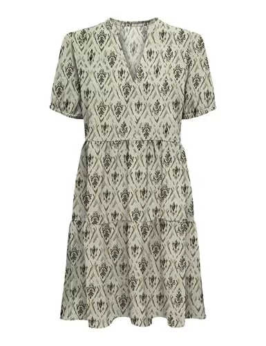 ONLY Nova Life Thea Kleid Damen Sommerkleid mit Print, kurzarm