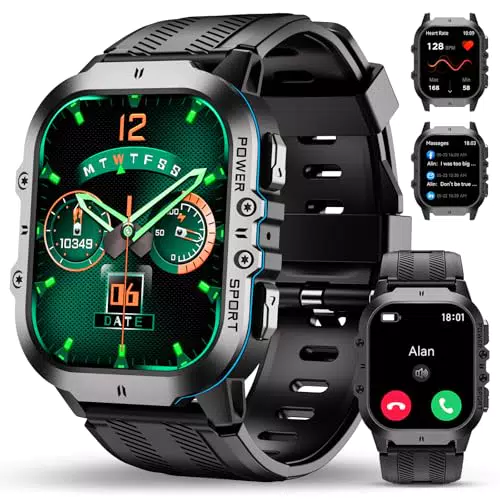 OUKITEL Smartwatch Herren mit Telefonfunktion, 5ATM wasserdicht, Fitnessuhr mit 120+ Sportmodi