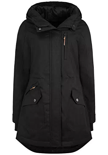 OXMO OXBella Damen Parka Übergangsmantel mit Kapuze und Pattentaschen
