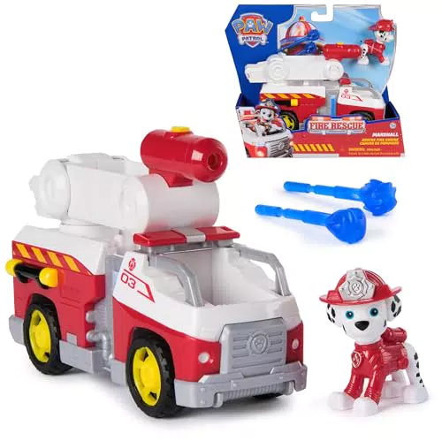 PAW Patrol Feuerwehrfahrzeug Marshall mit Spritzfunktion und Figur für Kinder