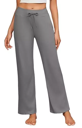 PINSPARK Damen Jogginghose Baggy mit weitem Bein und elastischem Bund für Sport und Yoga