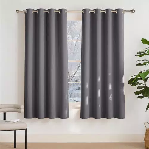 PONY DANCE Verdunklungsvorhänge mit Ösen Thermovorhang gegen Kälte und Hitze Ösenschal 2er Set H 175 x B 140 cm Blickdichte Gardinen Schlafzimmer Curtains Blackout Vorhang Wärmeisolierend